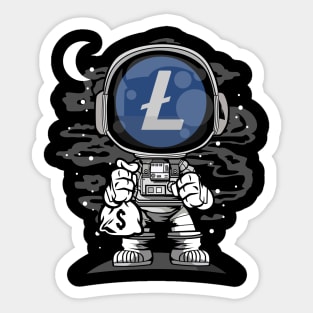 Astronaut Litecoin Lite Coin LTC To The Moon Crypto Token Cryptocurrency Wallet Birthday Gift For Men Women Kids Sticker